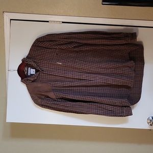 Columbia River Lodge Cotton outdoor hunting shirt leather trim XL